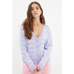 Trendyol Lilac Jacquard Knitwear Cardigan