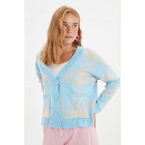 Trendyol Light Blue Oversize Jacquard Knitwear Cardigan