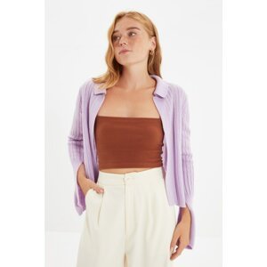 Trendyol Lilac Polo Collar Knitwear Cardigan