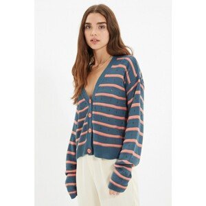 Trendyol Indigo Striped Knitwear Cardigan