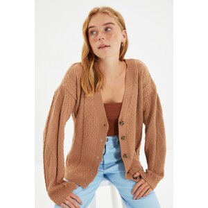 Trendyol Camel Knit Detailed Knitwear Cardigan