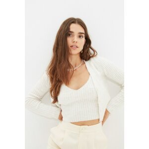 Trendyol Ecru Crop Blouse Knitwear Cardigan