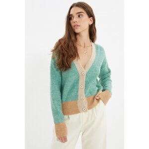 Trendyol Mint Color Block Knitwear Cardigan