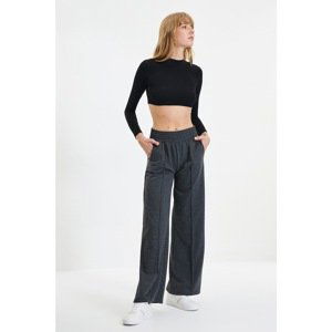 Trendyol Anthracite Ribbed Wide Leg Sweatpants