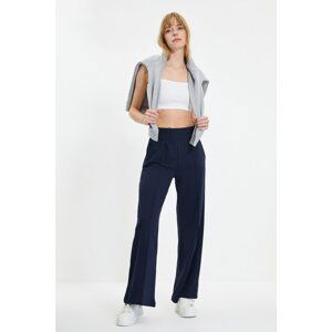 Trendyol Navy Blue Ribbed Wide Leg Sweatpants