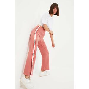 Trendyol Dark Rose Striped Knitted Sweatpants