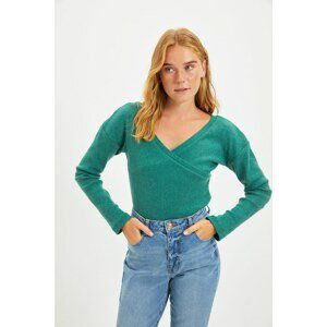 Trendyol Emerald Green Fake Knitwear Knitted Blouse