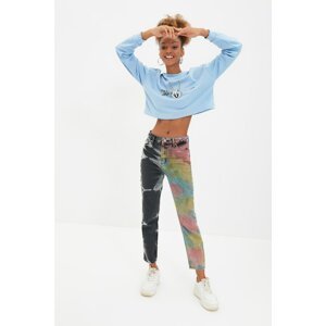 Trendyol Multi-Color Tie-Dye Washed High Waist Mom Jeans