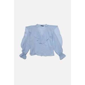 Trendyol Blue Petite Ruffle Blouse