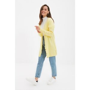 Trendyol Yellow V-Neck ButtonsKnitwear Cardigan