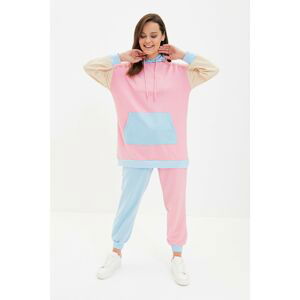 Trendyol Powder Hooded Color Block Knitted Tracksuit Set