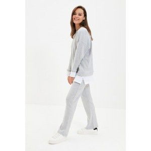 Trendyol Gray Crew Neck Tshirt Pull-Out Knitted Bottom-Top Suit