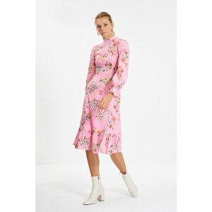 Trendyol Pink Patterned Stand Collar Dress