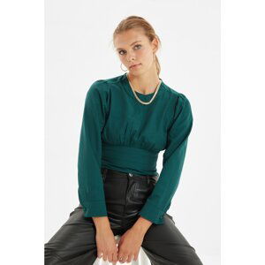 Trendyol Emerald Green Pleated Blouse