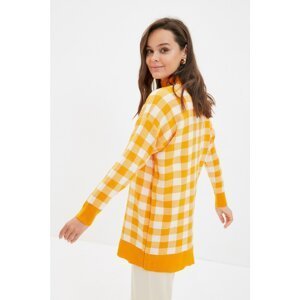 Trendyol Orange Half Turtleneck Checkered Patterned Knitwear Sweater