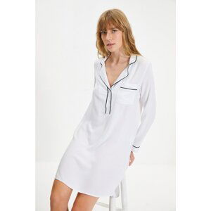 Trendyol White Tie Woven Viscose Nightgown