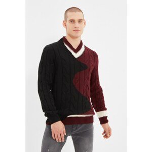 Trendyol Claret Red Men Regular Fit V-neck Knitwear Sweater