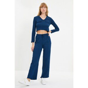 Trendyol Blue Pocket Detailed Knitted Bottom-Top Set