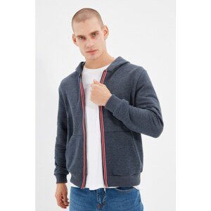 Trendyol Indigo Men's Regular Fit Long Sleeve Hooded Striped Sweatshirt