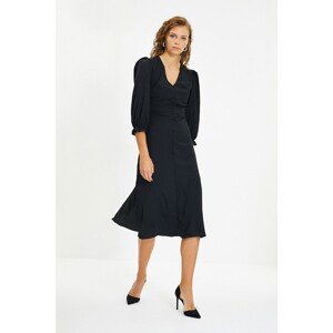 Trendyol Black Balloon Sleeve Button Detailed Dress