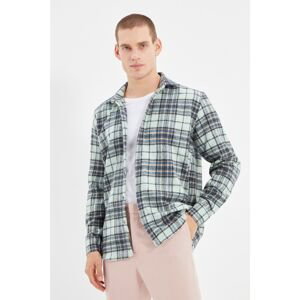 Trendyol Mint Men Regular Fit Shirt Collar Lumberjack Plaid Shirt