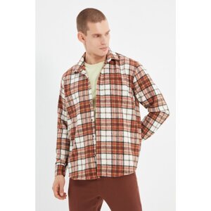 Trendyol Camel Men Regular Fit Shirt Collar Lumberjack Plaid Shirt