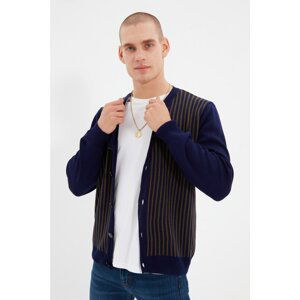 Trendyol Navy Blue Men's Regular Fit Striped Cardigan