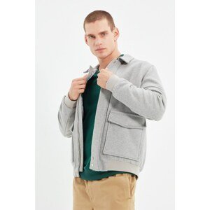 Trendyol Gray Men's Shirt Collar Wool Content Double Covered Big Pocket Coat