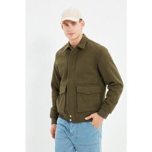 Trendyol Khaki Men's Shirt Collar Wool Content Double Covered Big Pocket Coat