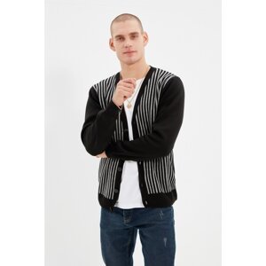 Trendyol Black Men's Regular Fit Striped Cardigan