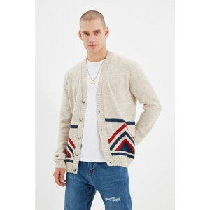 Trendyol Beige Men Regular Fit Triangle Pattern Cardigan