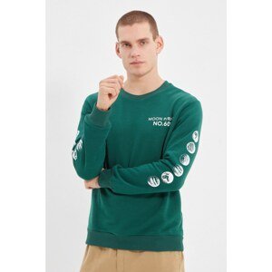 Trendyol Green Men's Regular Fit Crew Neck Long Sleeve Printed Sweatshirt