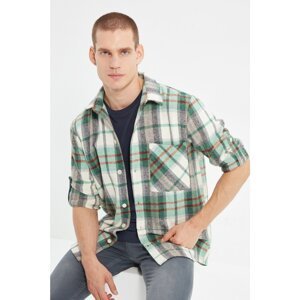 Trendyol Green Men Regular Fit Shirt Collar Woodcut Plaid Shirt