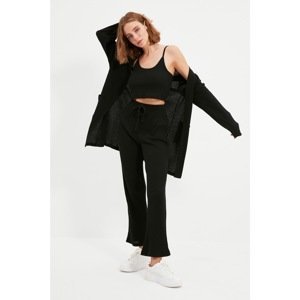 Trendyol Black Recycle Fabric Lacing Detail Knitted Trousers