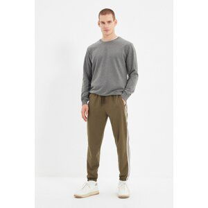 Trendyol Khaki Men Regular Fit Striped Elastic Sweatpants