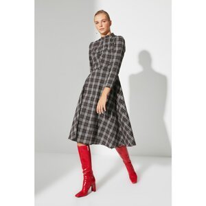 Trendyol Multicolored Plaid Stand Collar Dress