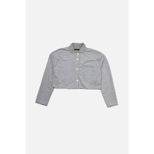 Trendyol Gray Crop Button Knitted Blouse