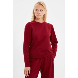 Trendyol Claret Red Balloon Sleeve Detailed Basic Knitted Sweatshirt