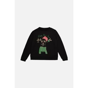 Trendyol Black Basic Printed Knitted Sweatshirt