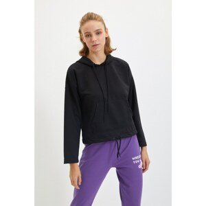 Trendyol Black Hooded Basic Sports Sweatshirt