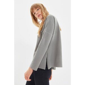 Trendyol Gray Ribbed Knitted Blouse