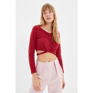 Trendyol Burgundy Corduroy Knitted Blouse