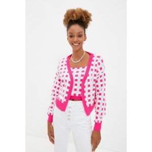 Trendyol Pink Jacquard Blouse Cardigan Knitwear Suit