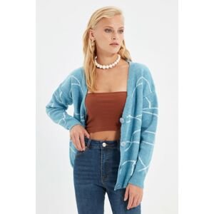 Trendyol Blue Jacquard Knitwear Cardigan