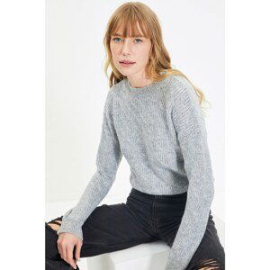 Trendyol Gray Knitted Detailed Knitwear Sweater