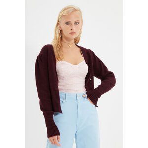 Trendyol Plum Balloon Sleeve Crop Knitwear Cardigan