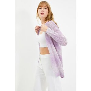 Trendyol Lilac Color Block Oversize Knitwear Cardigan