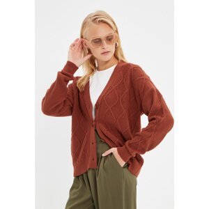 Trendyol Brown Knitted Detailed Knitwear Cardigan