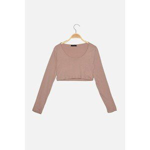 Trendyol Mink Square Neck Crop Knitted Blouse