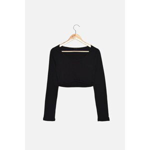 Trendyol Black Square Neck Crop Knitted Blouse